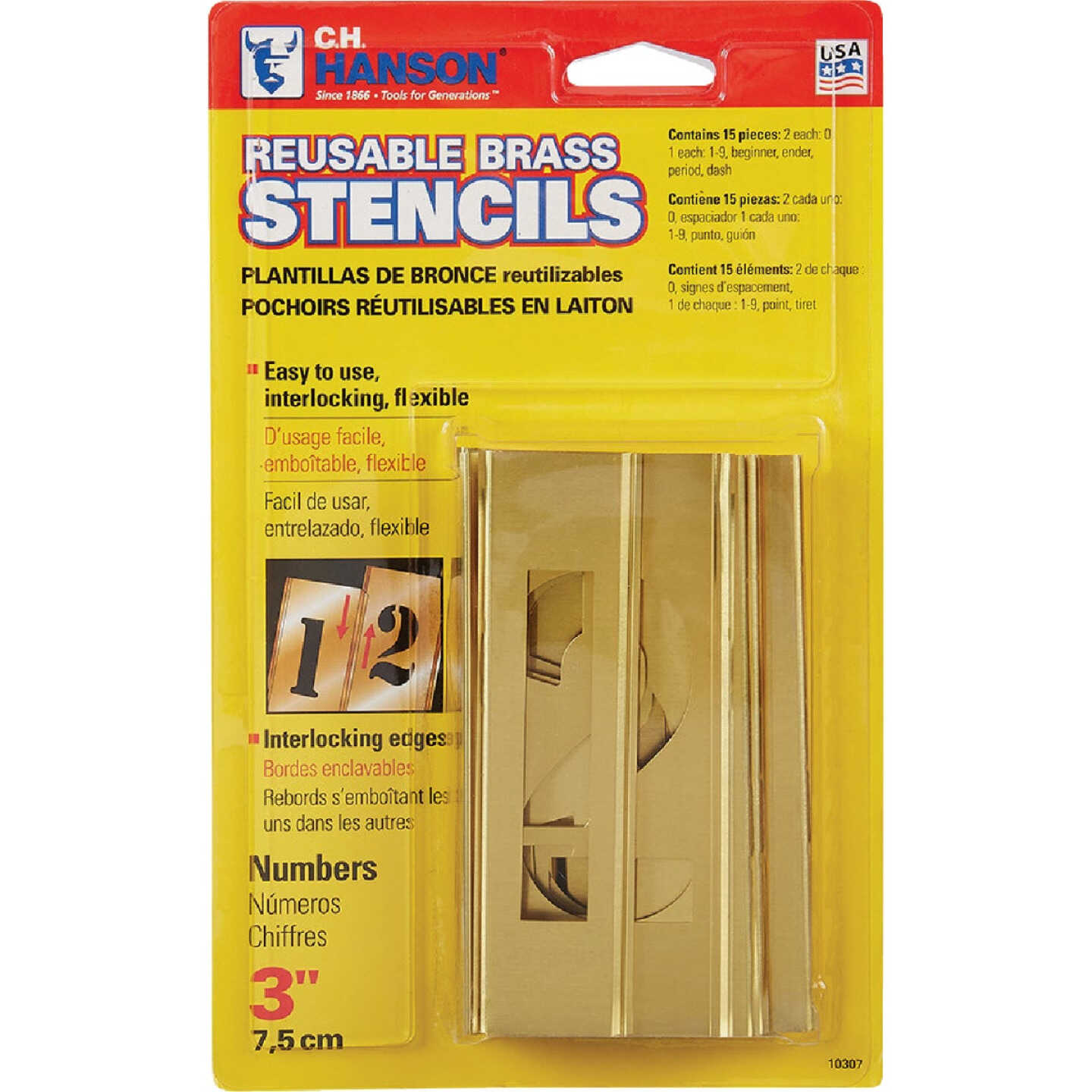 C.H. Hanson 3 In. Numeral Stencil Set (15 Piece) Image 1