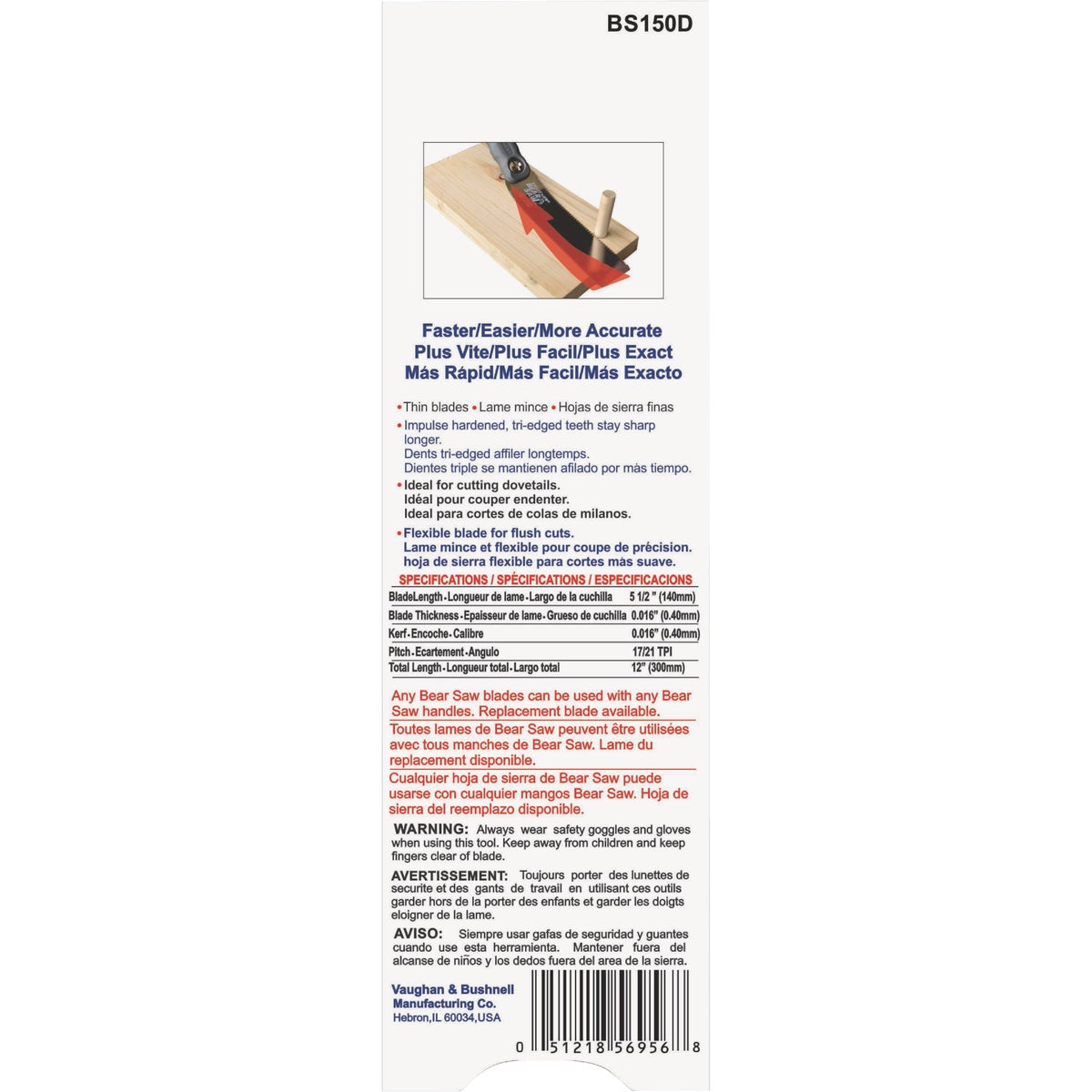 Vaughan 5-1/2 In. 17 & 21 TPI Fine & Extra Fine Cut Mini Double Edge Pull Saw Image 4