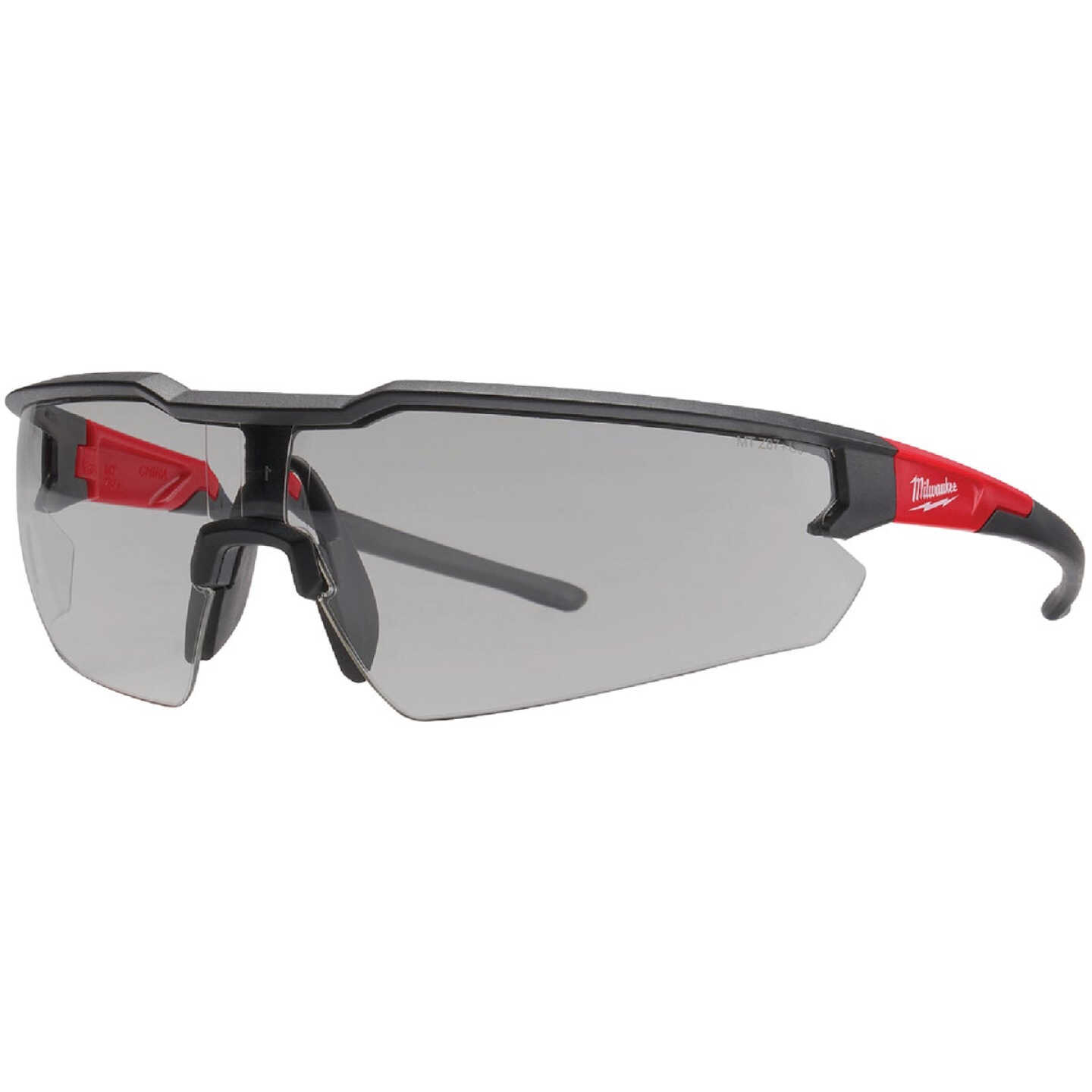 Milwaukee Red & Black Frame Safety Glasses with Gray Anti-Scratch Lenses Image 1