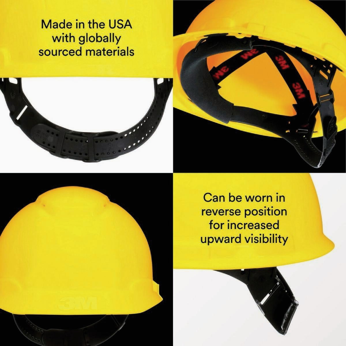 3M Yellow Vented Hard Hat with Pin Lock Image 6