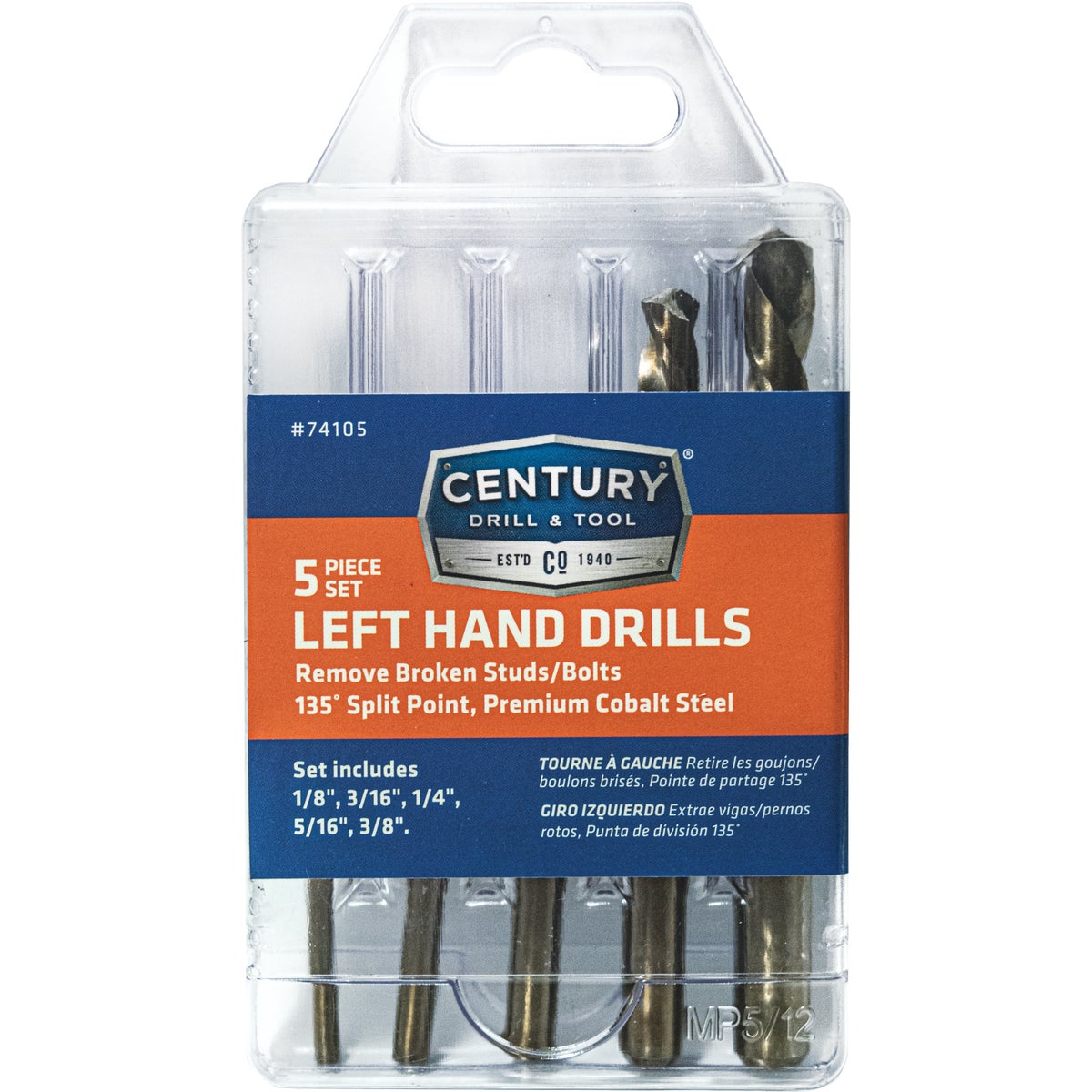 Century Drill & Tool Cobalt Steel Left Hand Drill Bit Set (5-Piece) Image 1