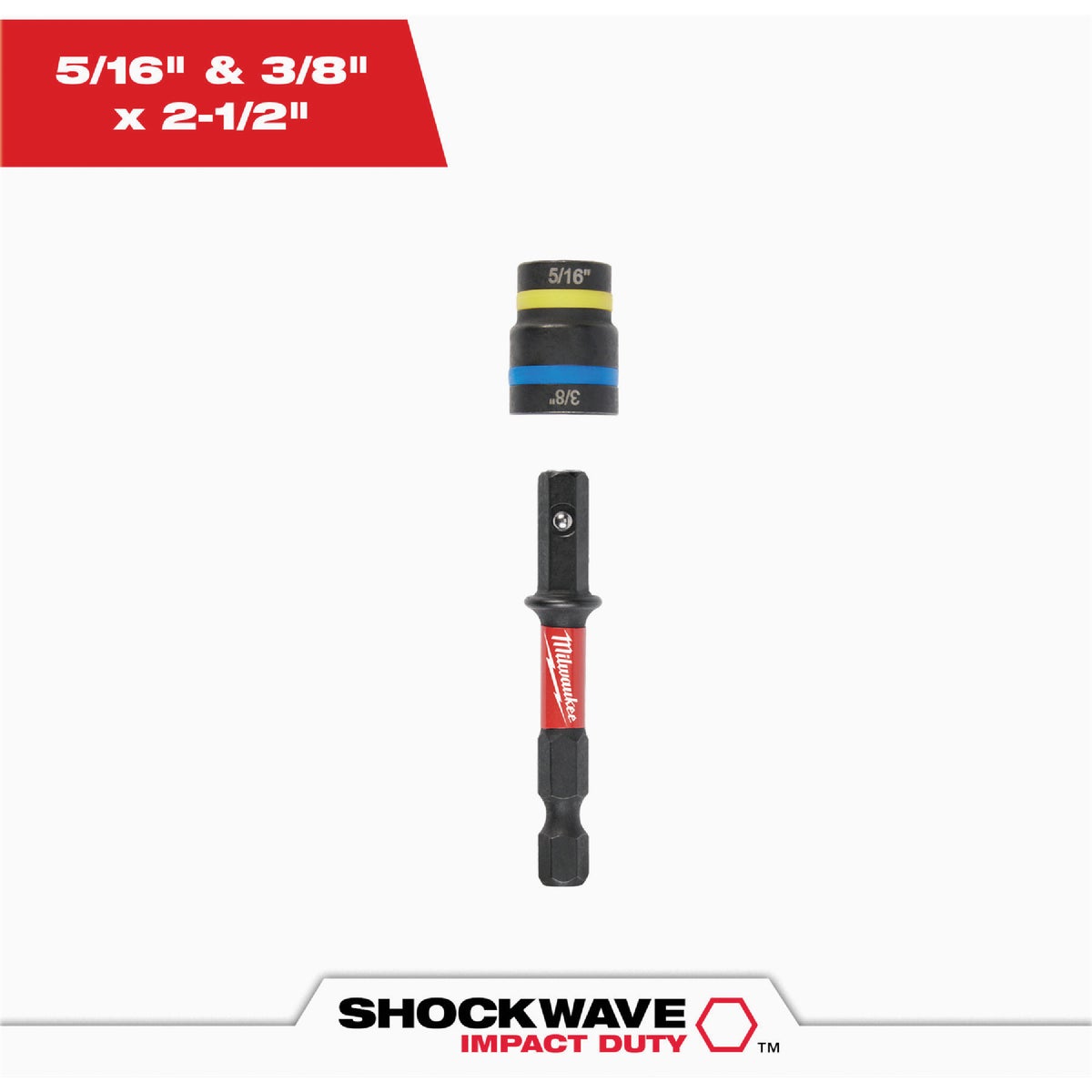 Milwaukee SHOCKWAVE QUIK-CLEAR 2-in-1 5/16 In. & 3/8 In. x 2-1/2 In. Impact Duty Magnetic Nut Driver