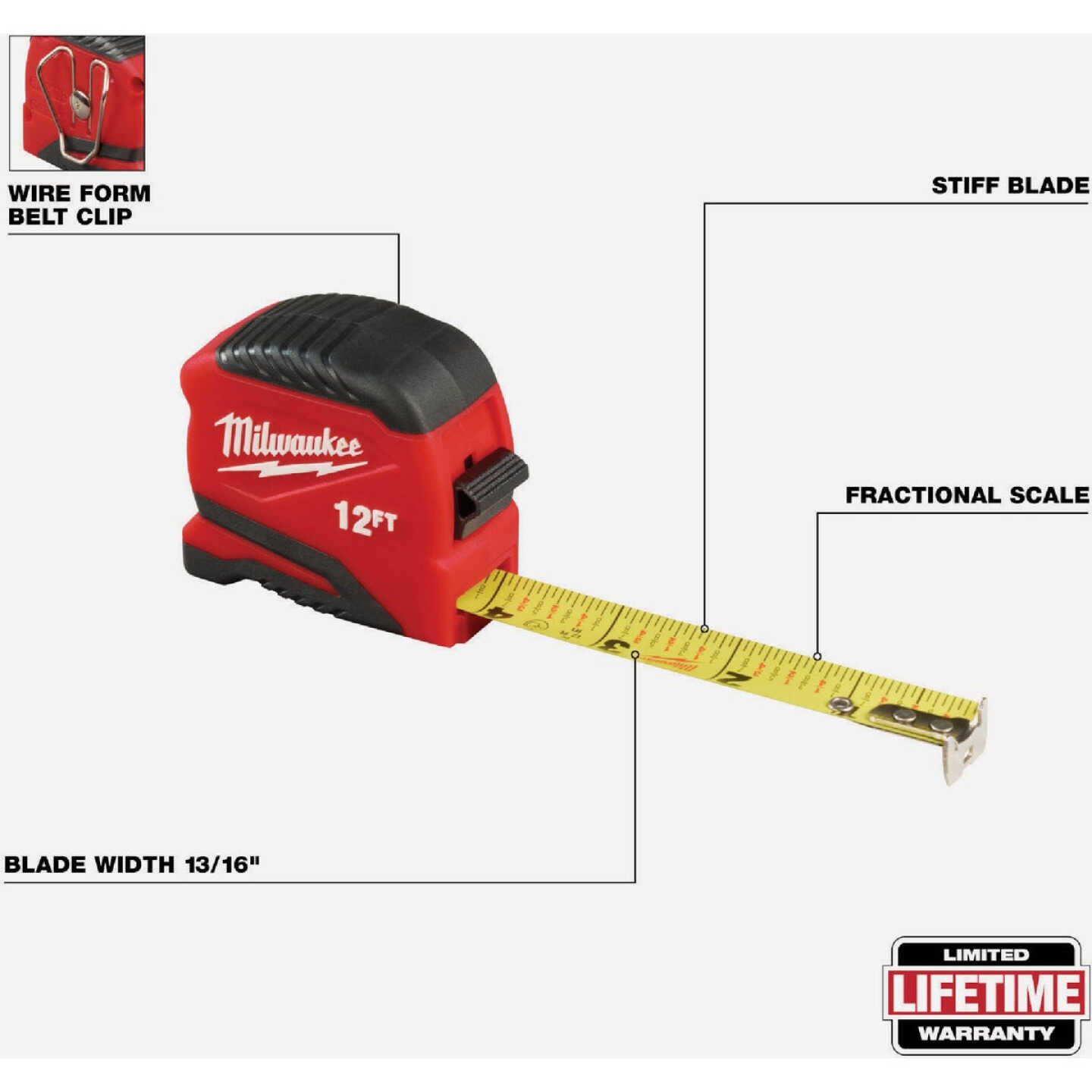 Milwaukee 12 Ft. Compact Tape Measure Image 2