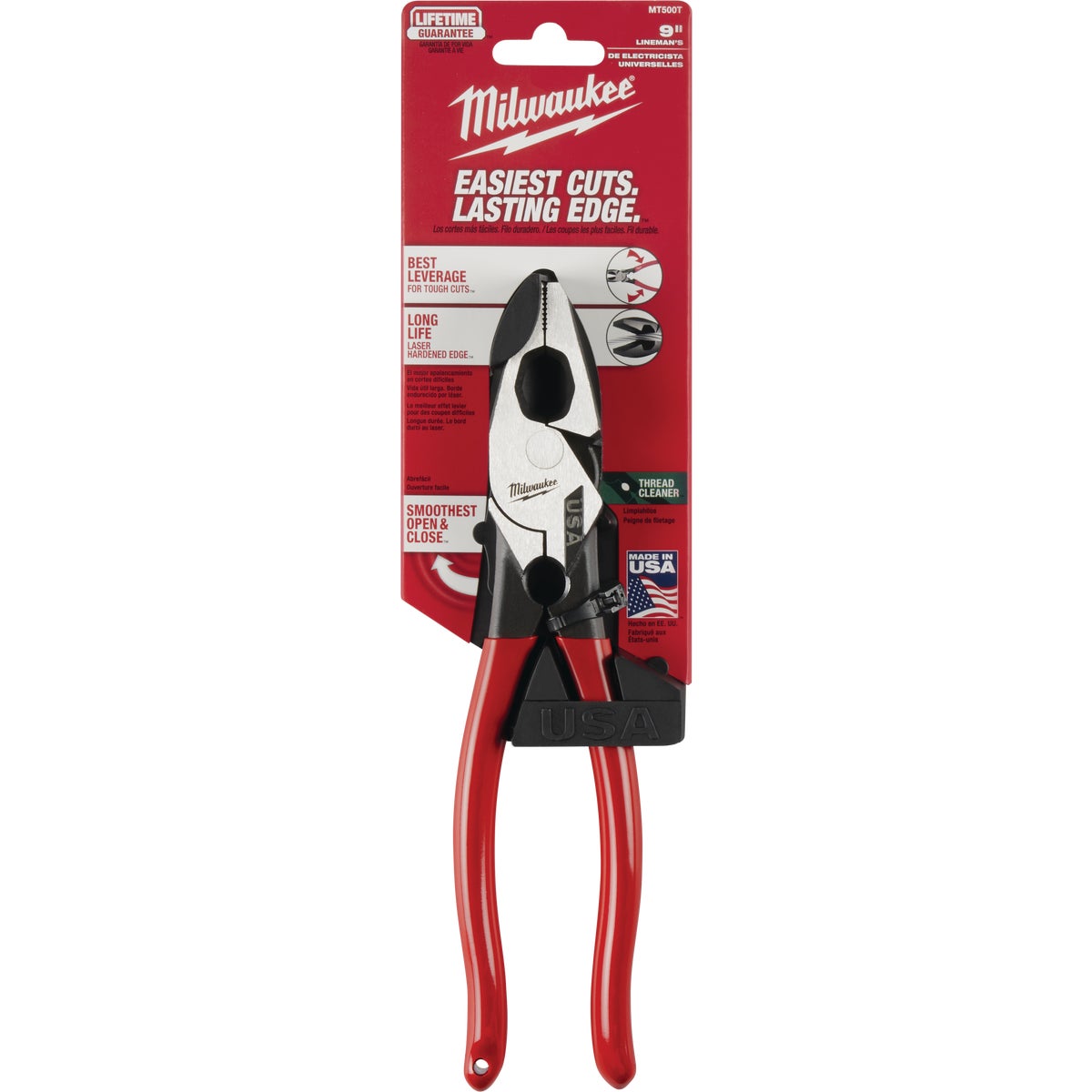 Milwaukee 9 In. Dipped Grip Linesman Pliers with Thread Cleaner Image 7
