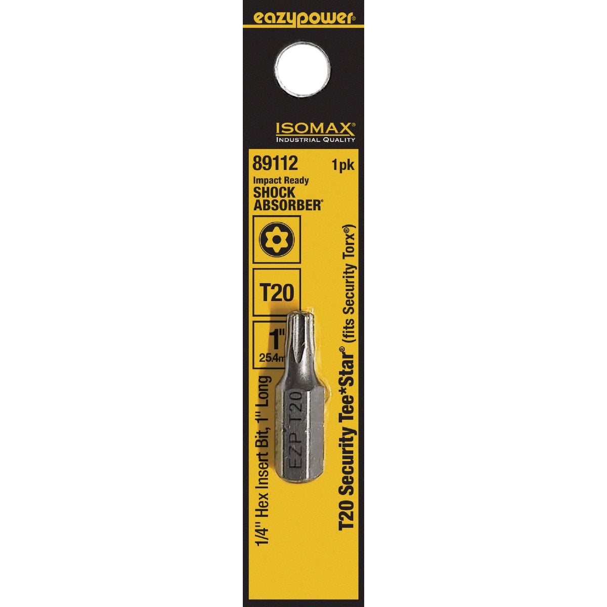Eazypower Corporation Tamperproof Torx Security T20 1 In. 1/4 In. Hex Screwdriver Bit