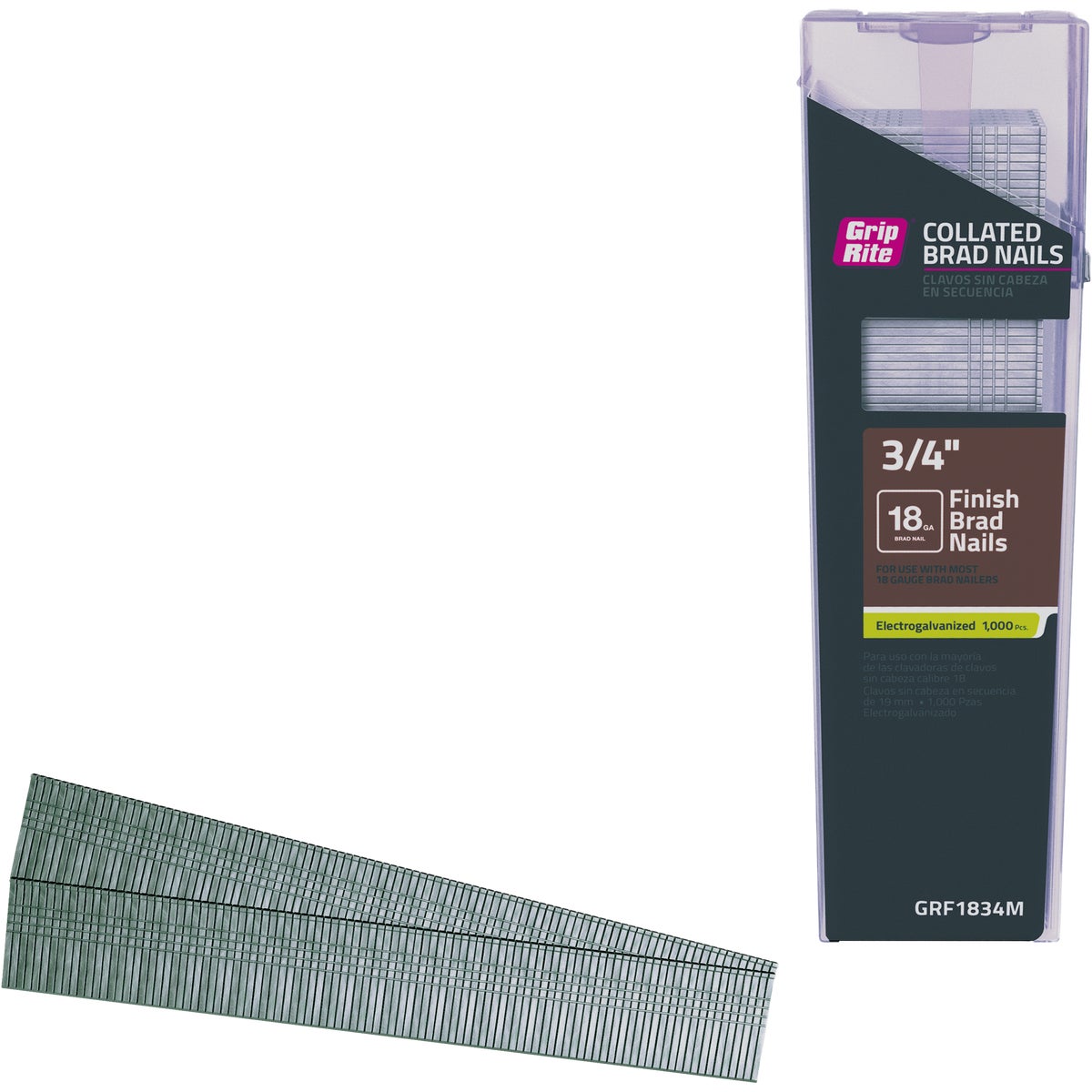 Grip-Rite 3/4 In. 18 ga Electrogalvanized Collated Brad Nail (1000-Count) Image 1