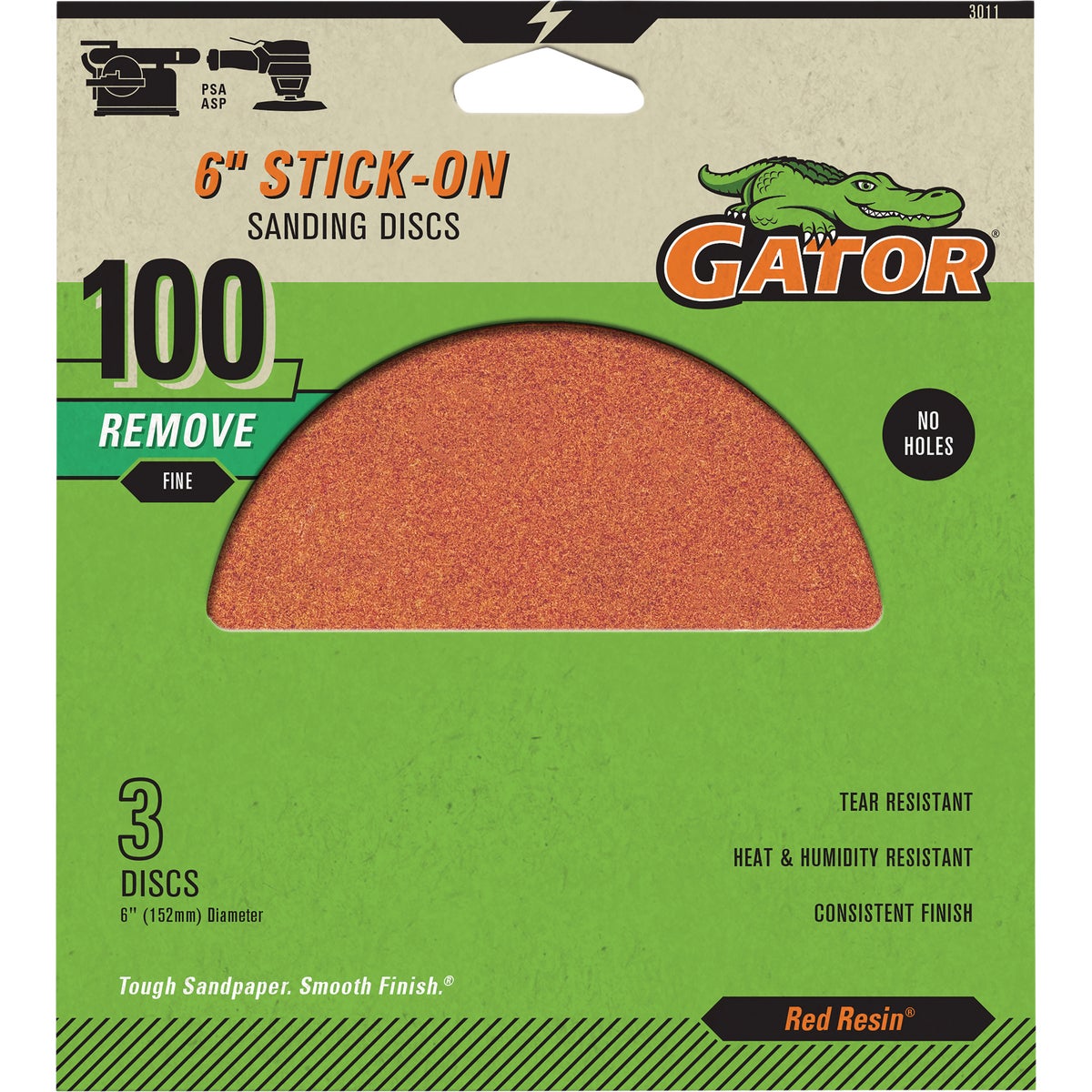Gator 6 In. 100-Grit Aluminum Oxide Stick-On Sanding Disc (3-Pack) Image 1