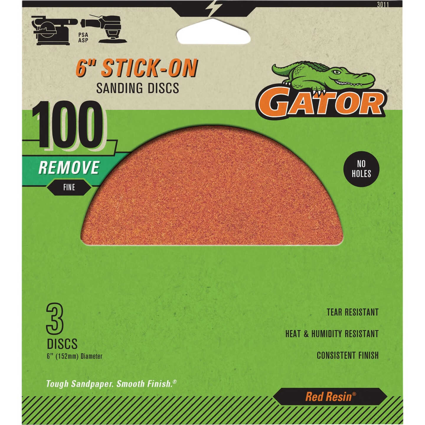 Gator 6 In. 100-Grit Aluminum Oxide Stick-On Sanding Disc (3-Pack) Image 1