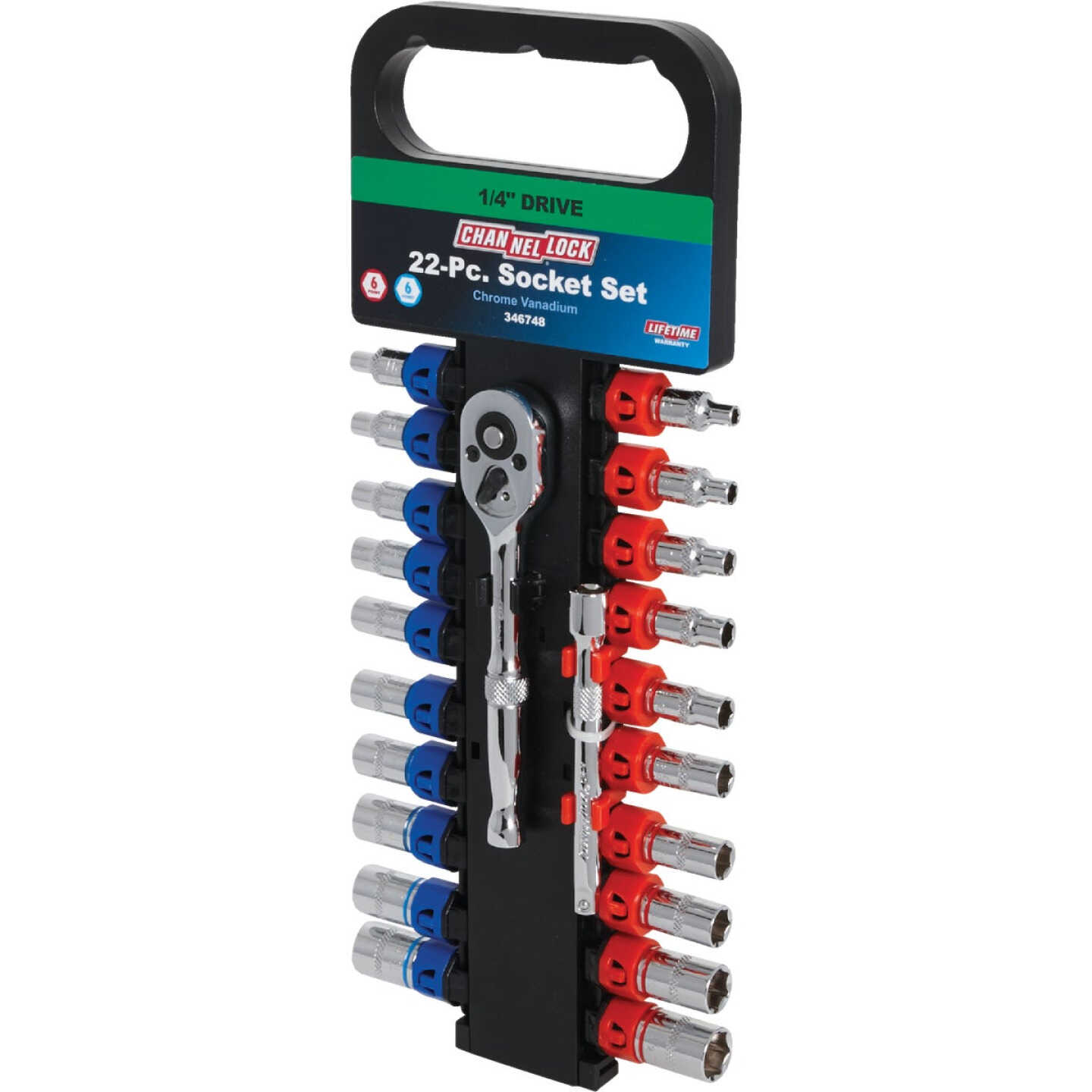 Channellock Standard/Metric 1/4 In. Drive 6-Point Shallow Ratchet & Socket Set (22-Piece) Image 9