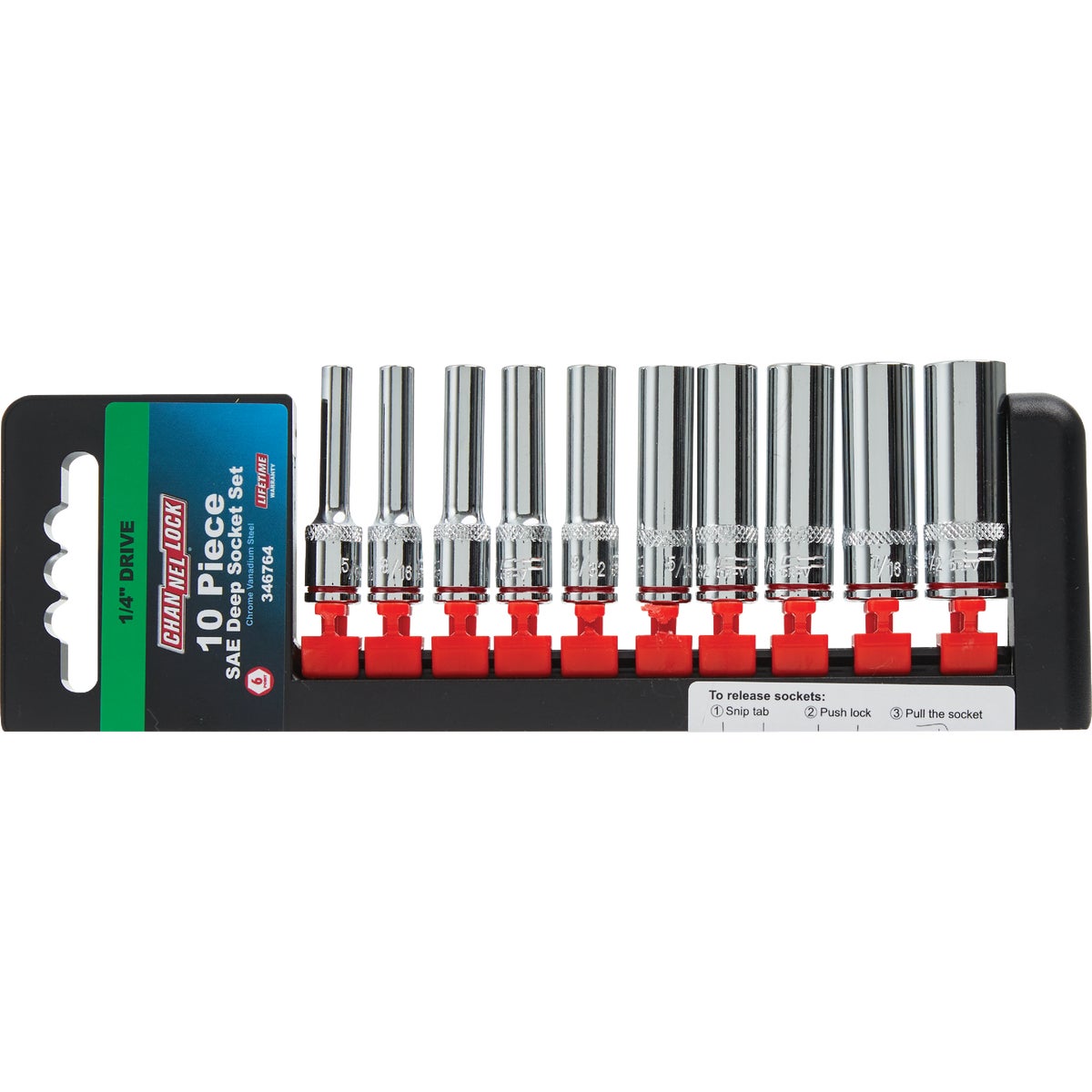 Channellock Standard 1/4 In. Drive 6-Point Deep Socket Set (10-Piece) Image 7
