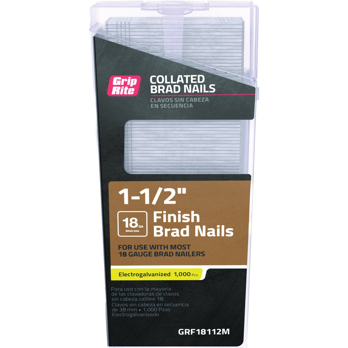 Grip-Rite 1-1/2 In. 18 ga Electrogalvanized Collated Brad Nail (1000-Count) Image 1