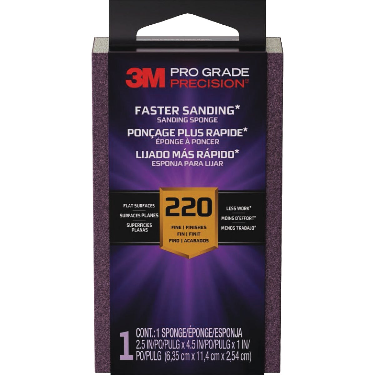 3M Pro Grade Precision 2.5 In. x 4.5 In. x 1 In. 220 Grit Fine Sanding Sponge Image 1