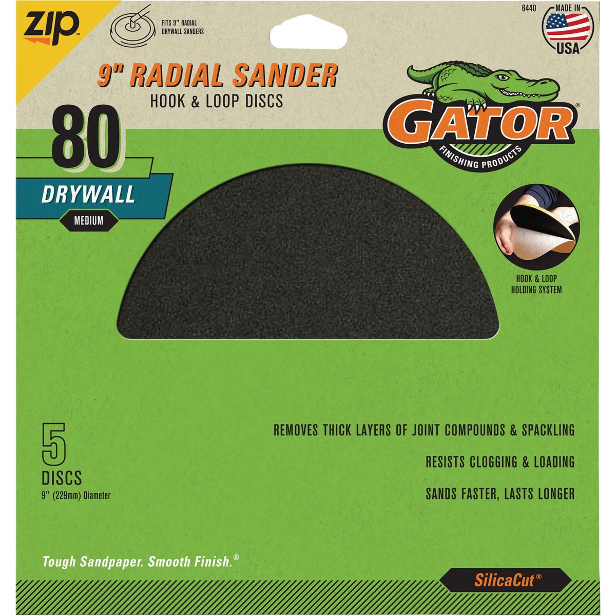 Gator SilicaCut 9 In. 120-Grit Hook & Loop Drywall Sanding Disc (5-Pack)