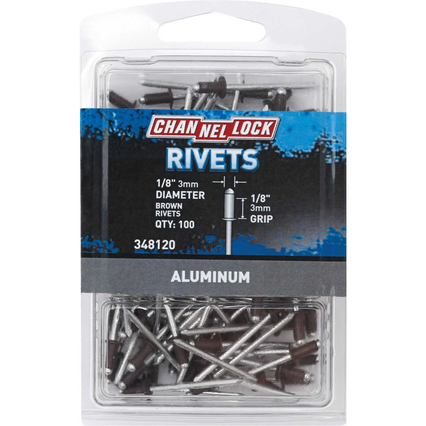 Channellock 1/8 In. Dia. x 1/8 In. Grip Brown Aluminum POP Rivet (100-Pack) Image 1