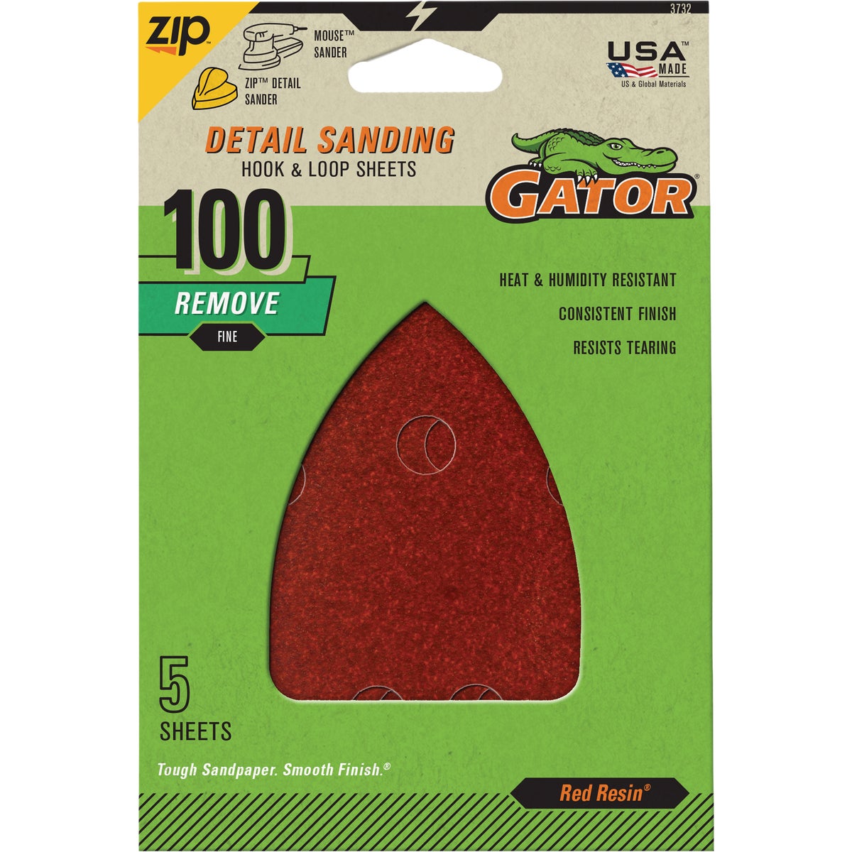 Gator 3.5 In. x 5 In. 100-Grit Mouse Sandpaper Sheet (5-Pack)