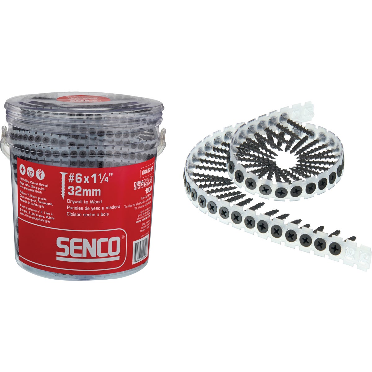 Senco DuraSpin #6 x 1-1/4 In. Phillips Bugle Head Collated Drywall Screw, Phospate Finish (1000 Ct.) Image 1