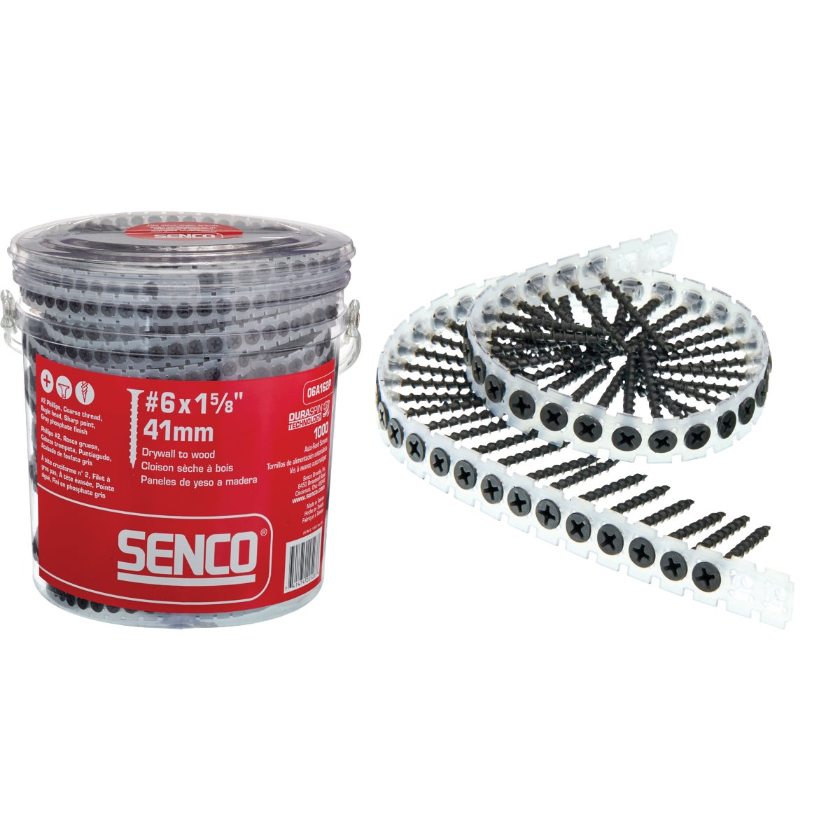 Senco DuraSpin #6 x 1-5/8 In. Phillips Bugle Head Collated Drywall Screw, Phospate Finish (1000 Ct.) Image 1