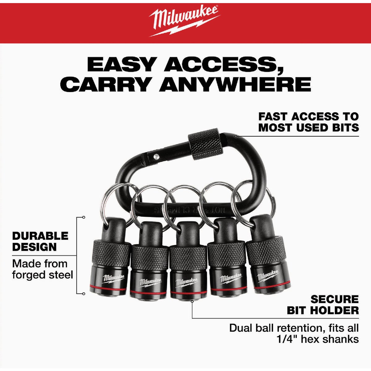 Milwaukee Bit Holder with Carabiner (5-Piece) Image 3