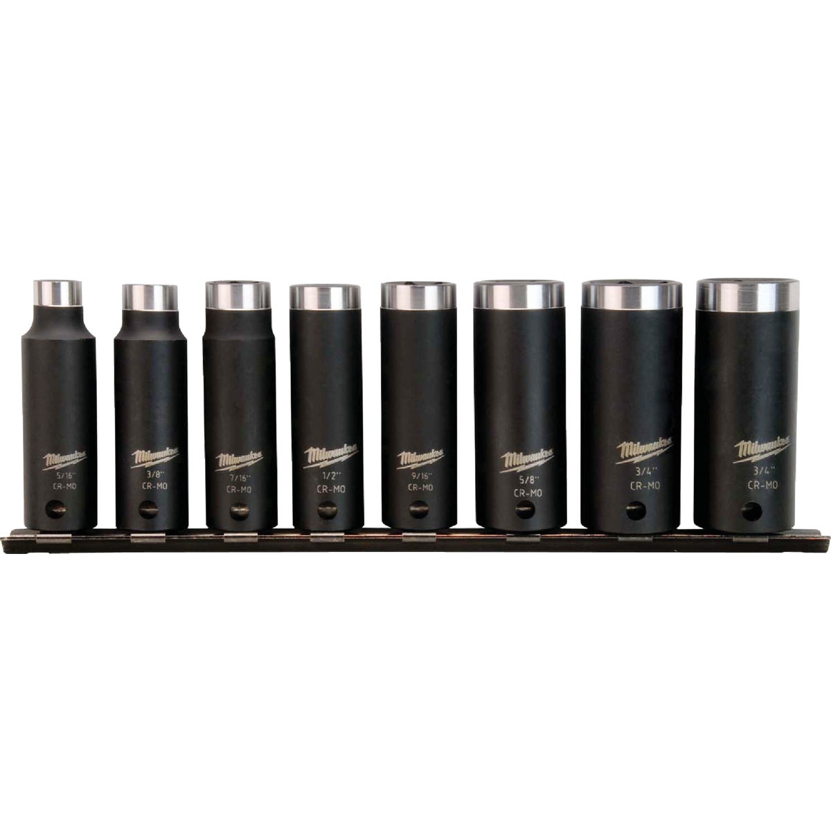 Milwaukee SHOCKWAVE Standard 3/8 In. Drive 6-Point Deep Impact Driver Set (8-Piece)