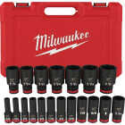 Milwaukee SHOCKWAVE Standard 1/2 In. Drive 6-Point Deep Impact Socket Set (19-Piece) Image 1