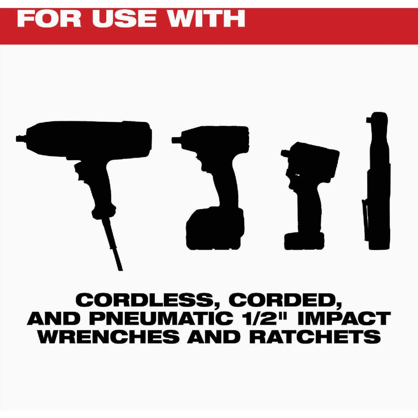 Milwaukee SHOCKWAVE Standard 1/2 In. Drive 6-Point Deep Impact Socket Set (19-Piece) Image 2
