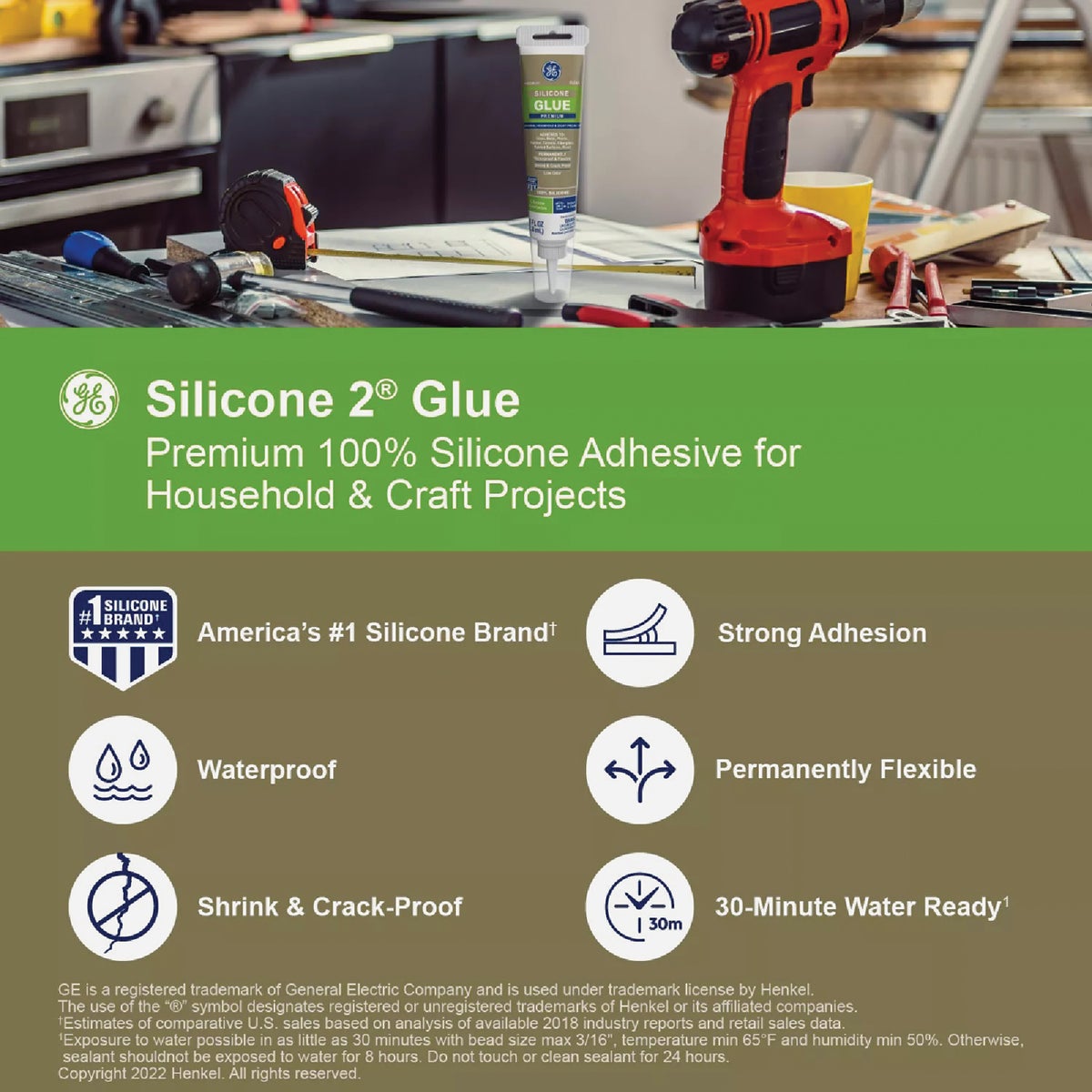GE Specialty Projects Premium Silicone Glue, Clear, 2.8  Oz. Tube Image 3