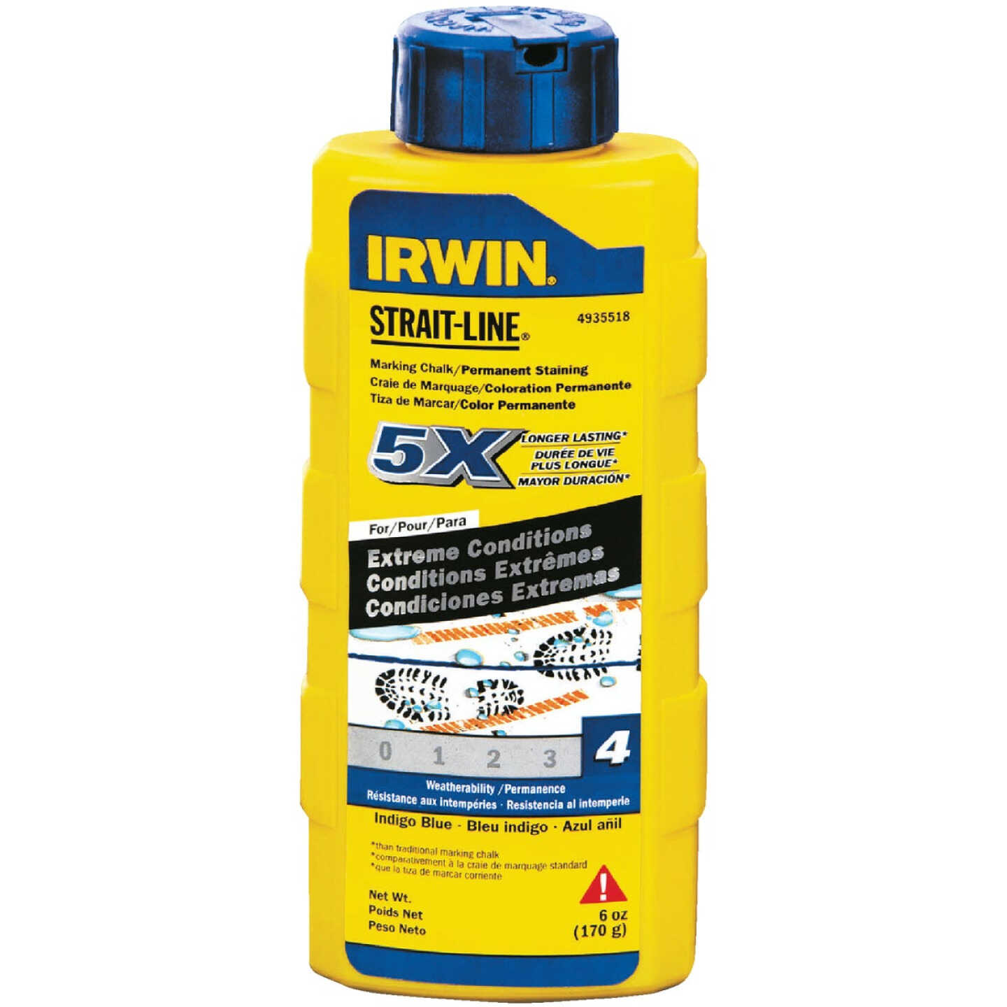 Irwin STRAIT-LINE 6 Oz. Blue Permanent Staining 5X Chalk Line Chalk Image 1