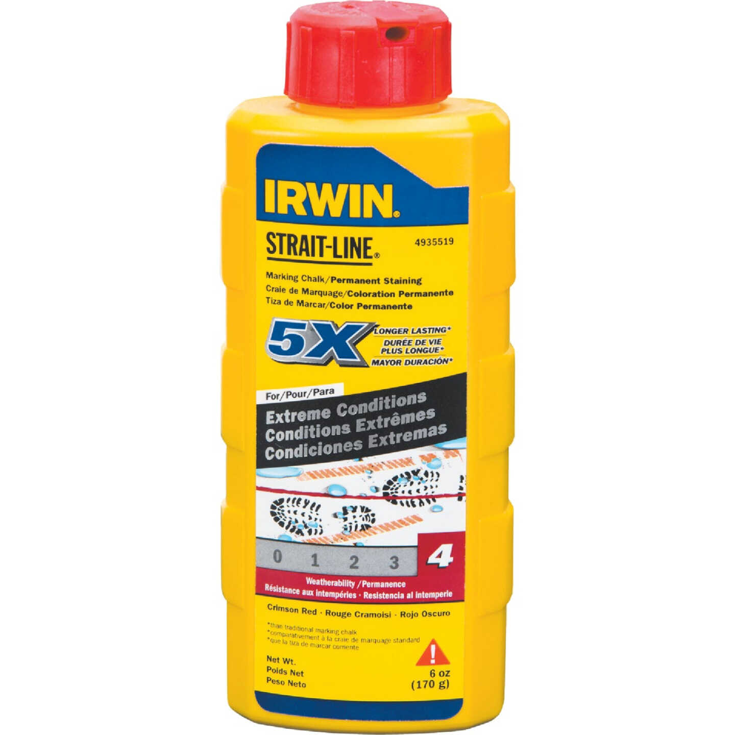 Irwin STRAIT-LINE 6 Oz. Red Permanent Staining 5X Chalk Line Chalk Image 1