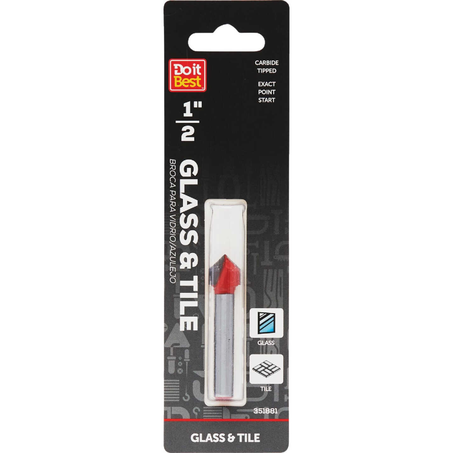 Do it Best 1/2 In. x 3-3/4 In. Carbide Glass & Tile Drill Bit Image 1