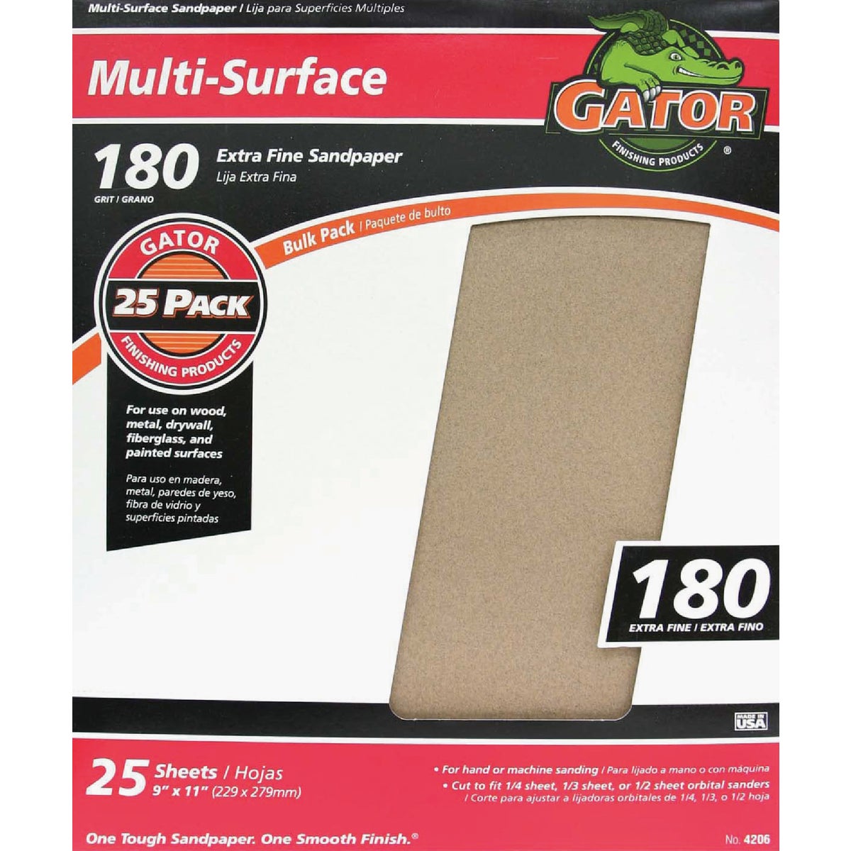 Gator Blade Multi-Surface 9 In. x 11 In. 180 Grit Extra Fine Sandpaper (25-Pack)