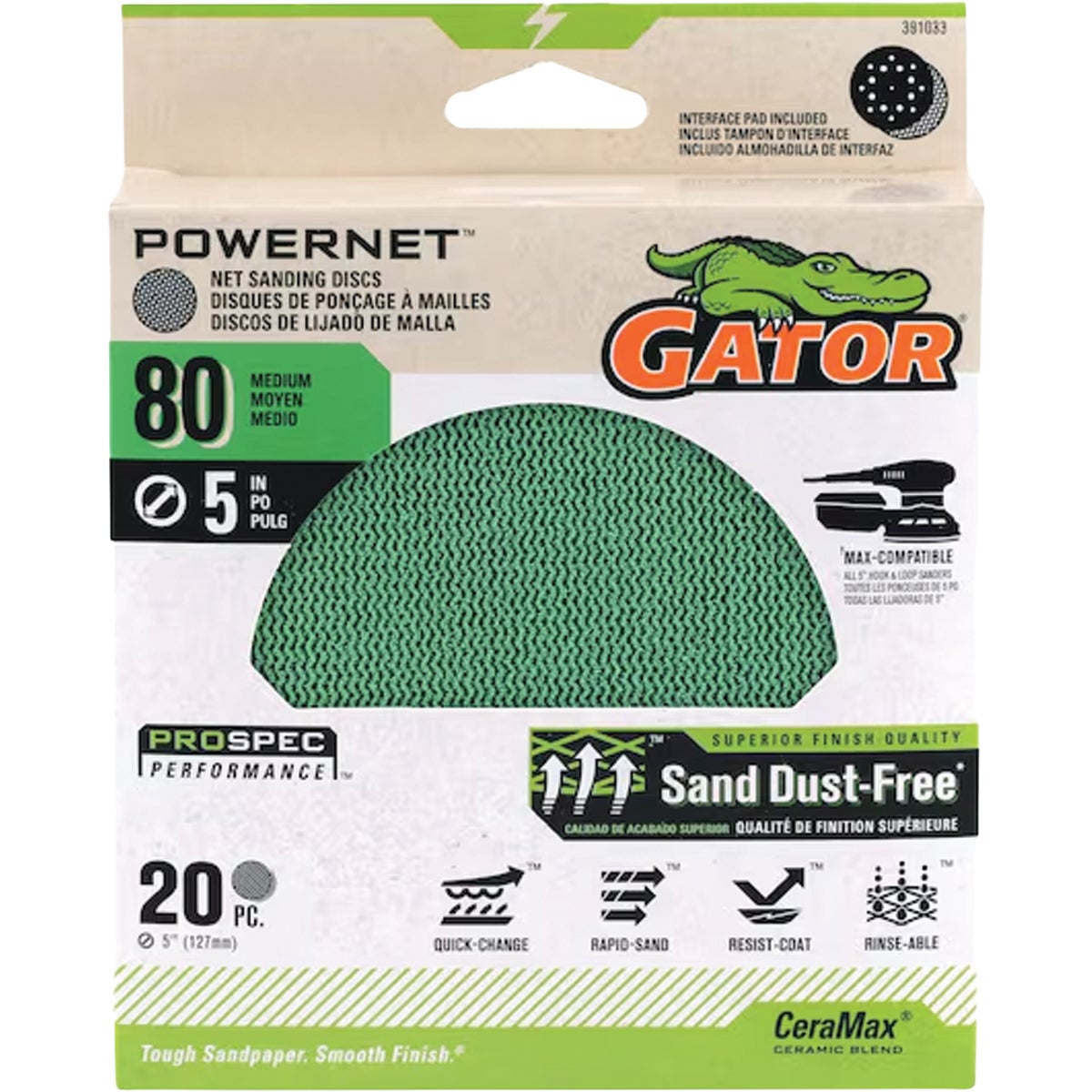 Gator 5 In. 80-Grit Mesh Sanding Disc (20-Pack) Image 1