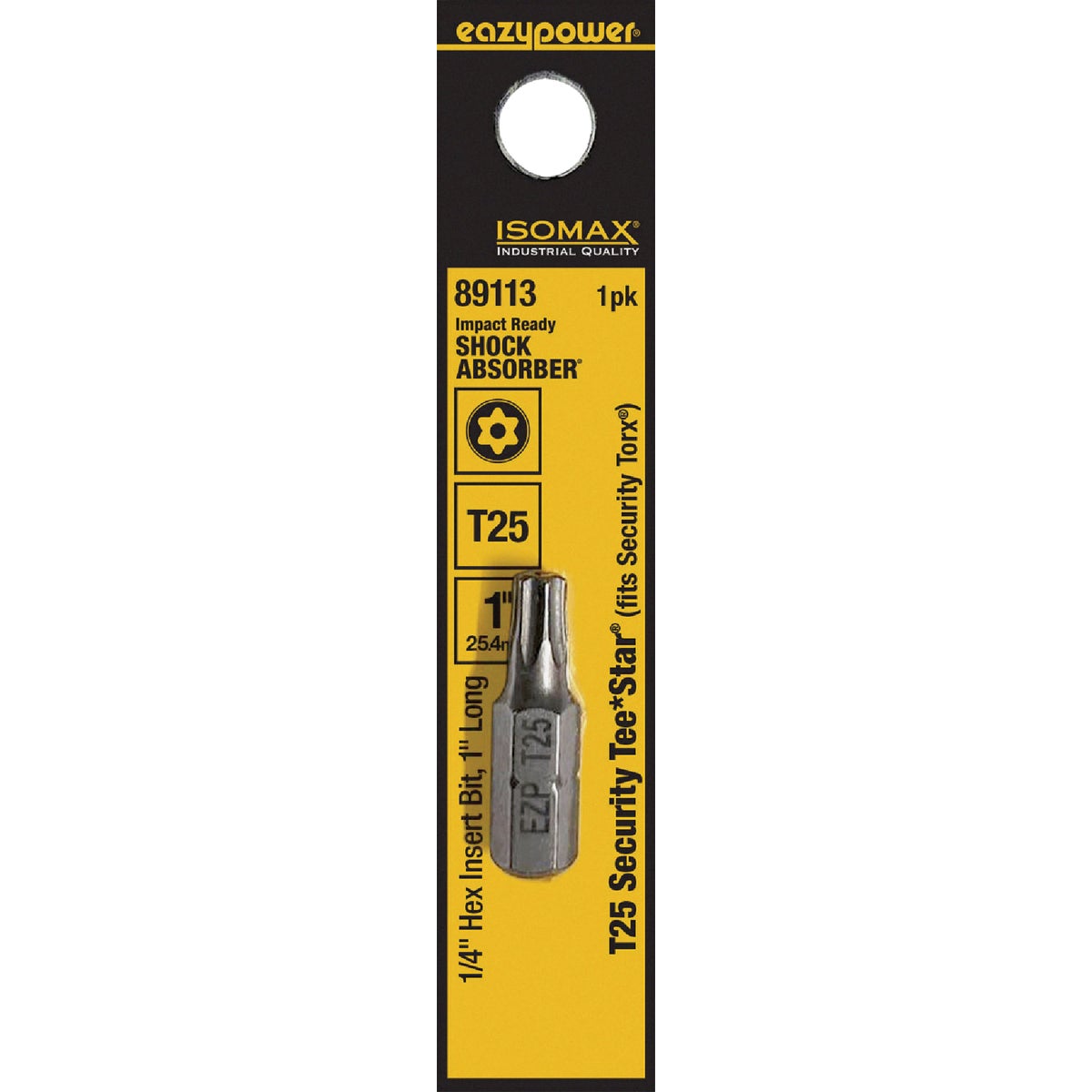 Eazypower Corporation Tamperproof Torx Security T25 1 In. 1/4 In. Hex Screwdriver Bit