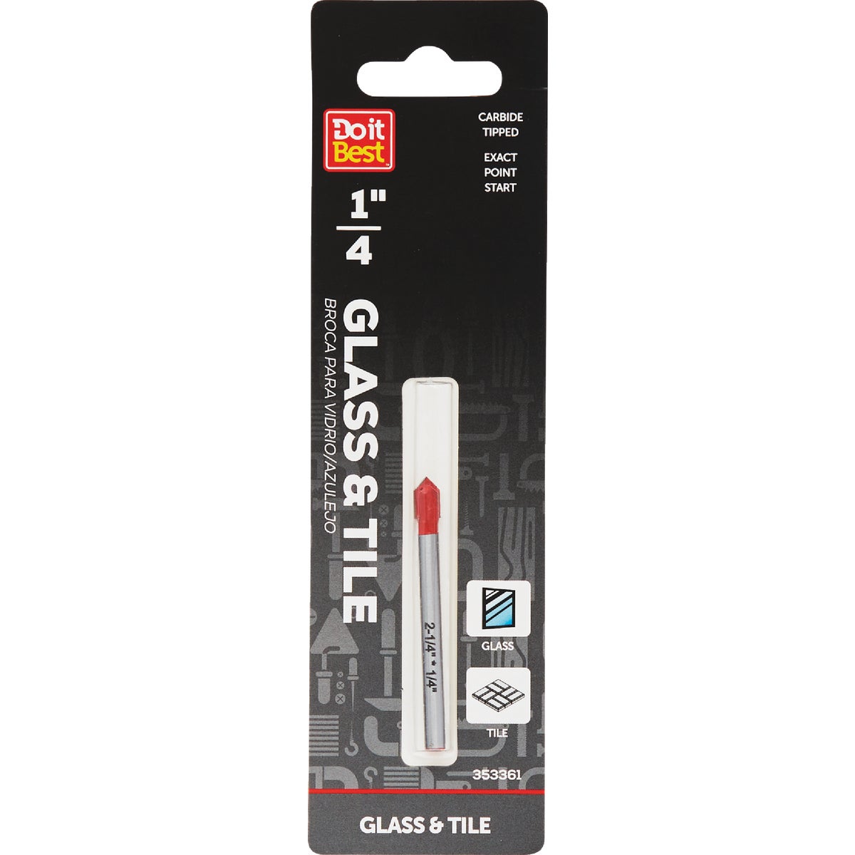 Do it Best 1/4 In. x 2-1/4 In. Carbide Glass & Tile Drill Bit Image 1