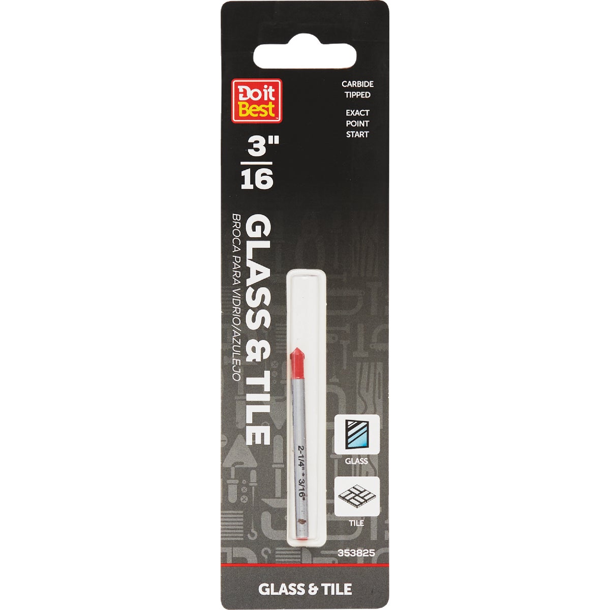 Do it Best 3/16 In. x 2-1/4 In. Carbide Glass & Tile Drill Bit Image 1