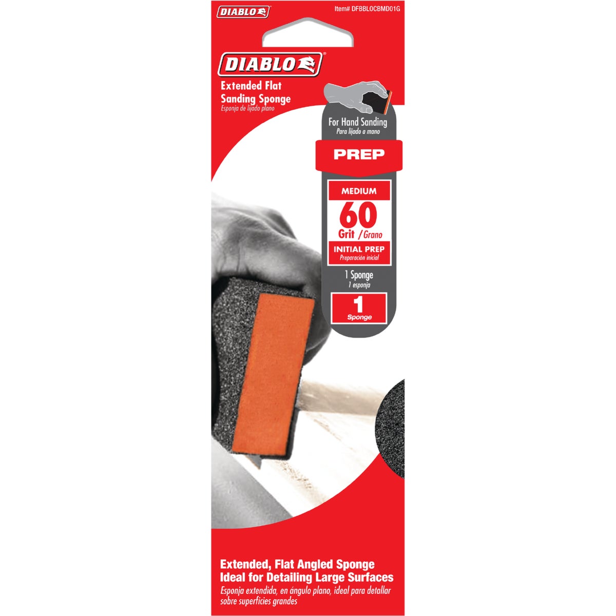 Diablo 2-1/2 In. x 4 In. x 1 In. 60-Grit (Medium) Extended Flat Edge Sanding Sponge Image 2