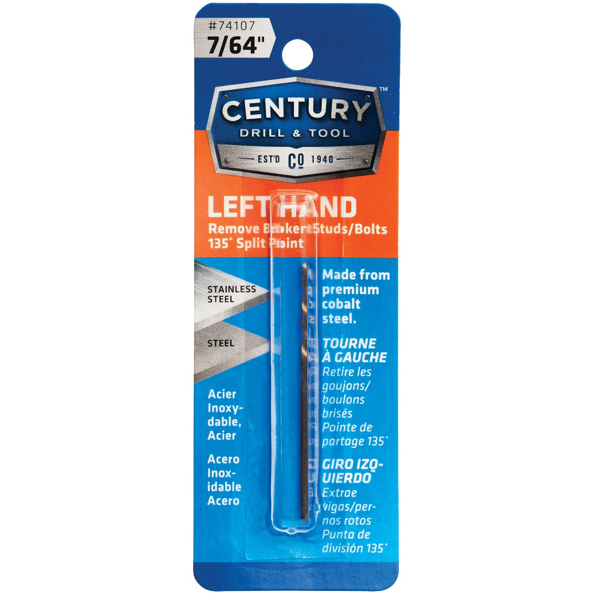 Century Drill & Tool 7/64 In. Cobalt Steel Left Hand Drill Bit Image 1