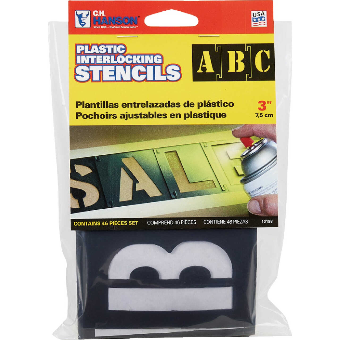 C.H. Hanson 3 In. Plastic Stencil Set (46 Piece) Image 1