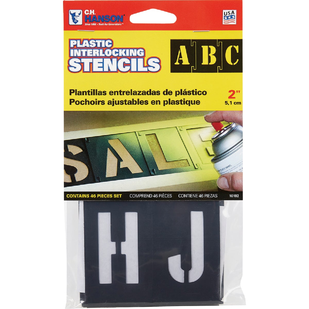 C.H. Hanson 2 In. Plastic Stencil Set (46 Piece)