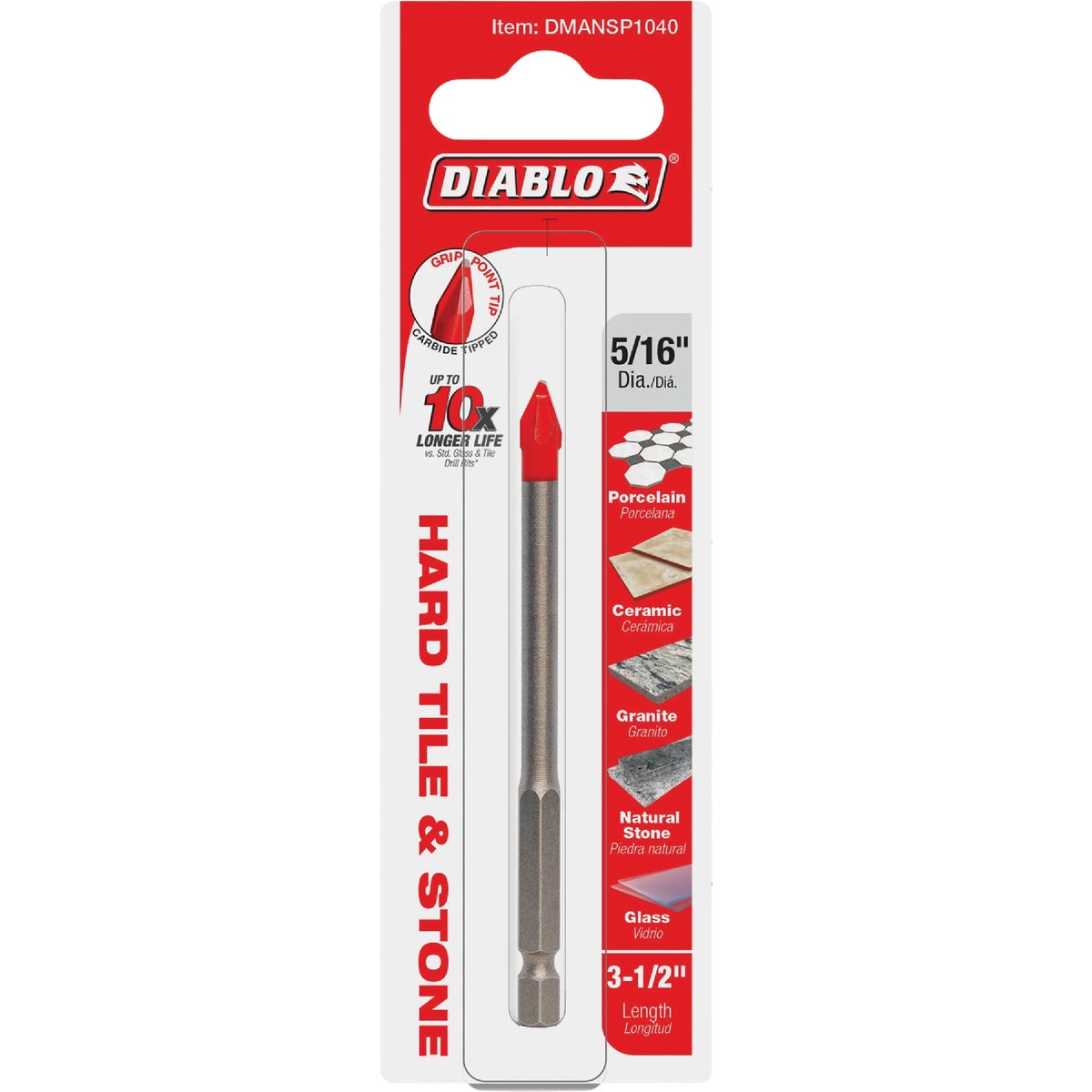 Diablo 5/16 In. x 3-1/2 In. Carbide Tipped Glass, Tile & Stone Drill Bit Image 2