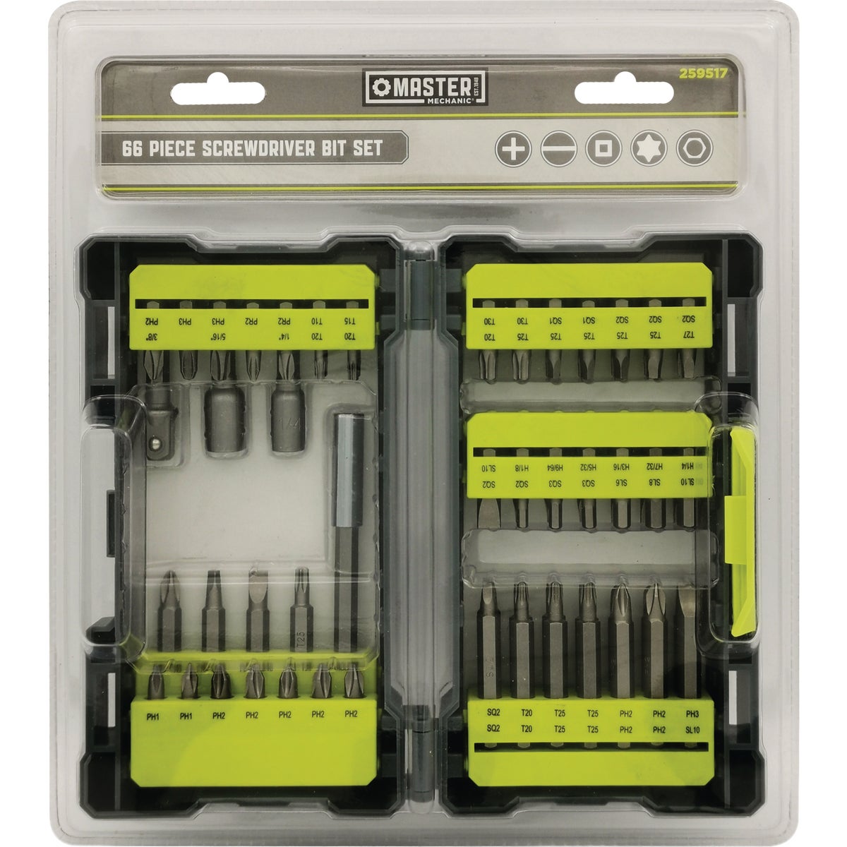 Master Mechanic Screwdriver Bit Set (66-Piece)