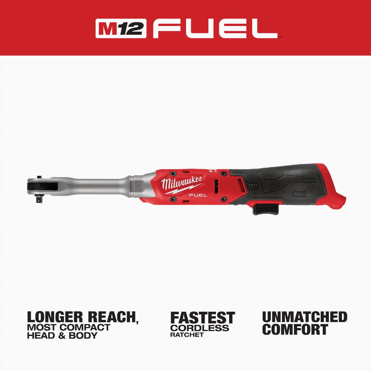 Milwaukee M12 FUEL 1/4 In. Extended Reach Ratchet Image 2