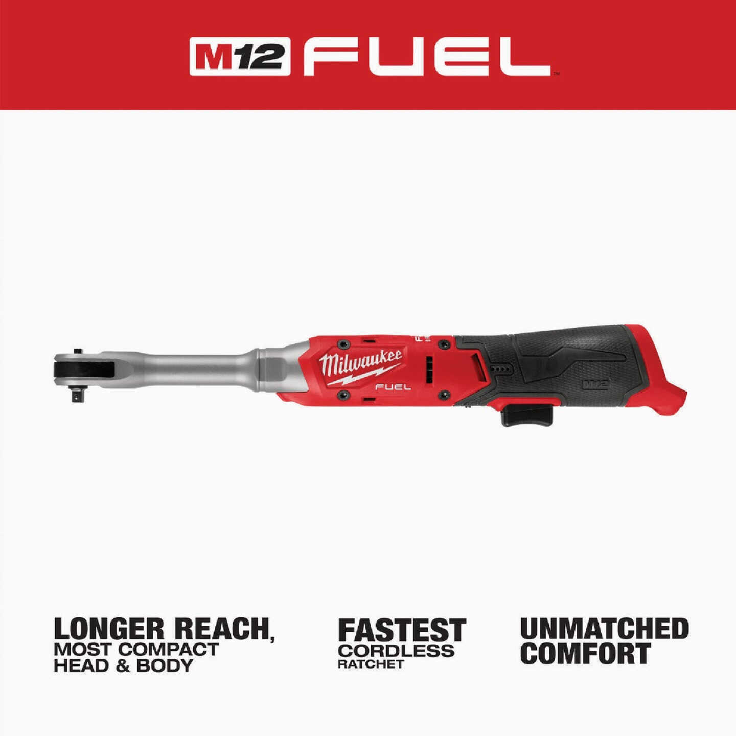 Milwaukee M12 FUEL 1/4 In. Extended Reach Ratchet Image 2