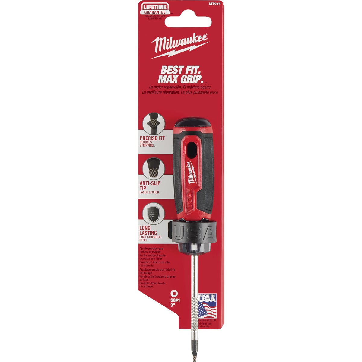 Milwaukee #1 x 3 In. Square Recess Cushion Grip Screwdriver (USA) Image 7