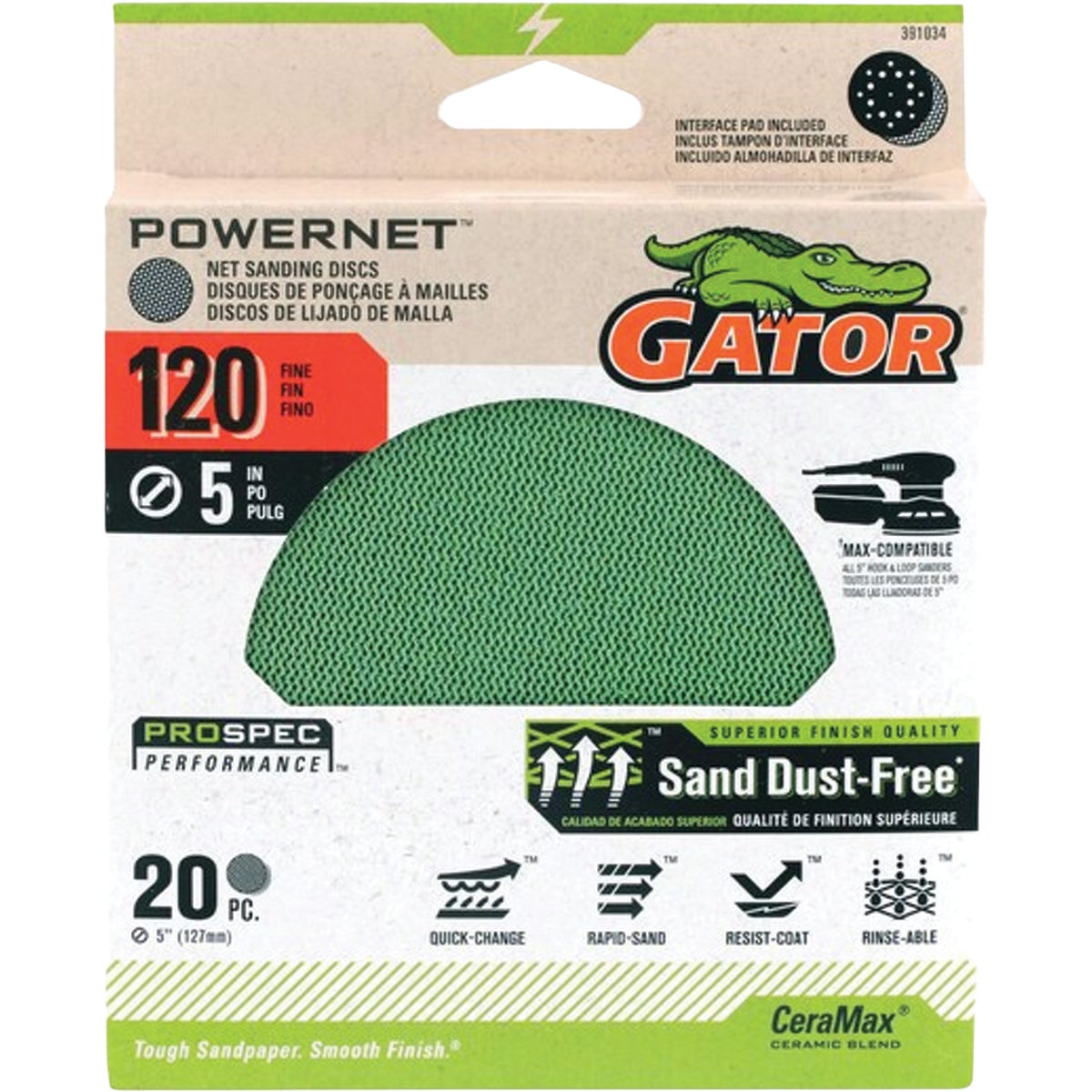 Gator 5 In. 120-Grit Mesh Sanding Disc (20-Pack) Image 1