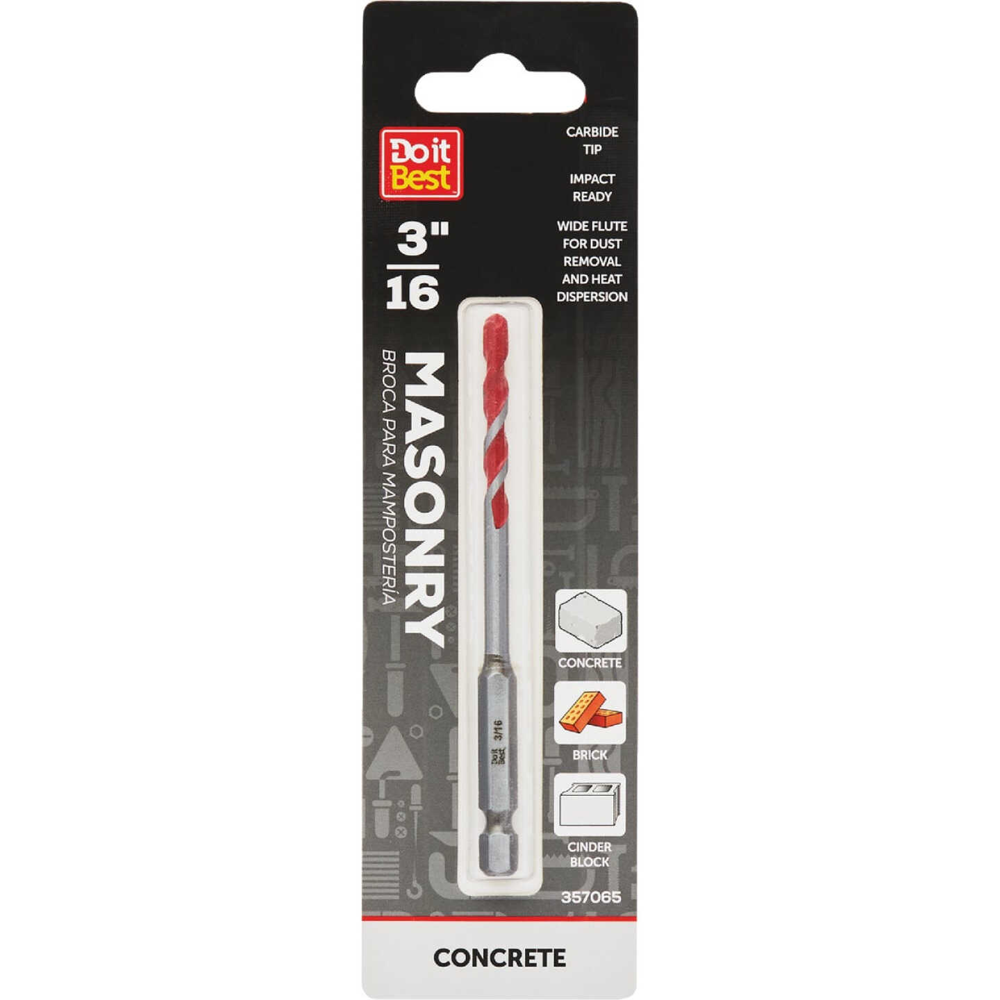 Do it Best 3/16 In. x 4 In. Impact Ready Carbide Masonry Drill Bit Image 1