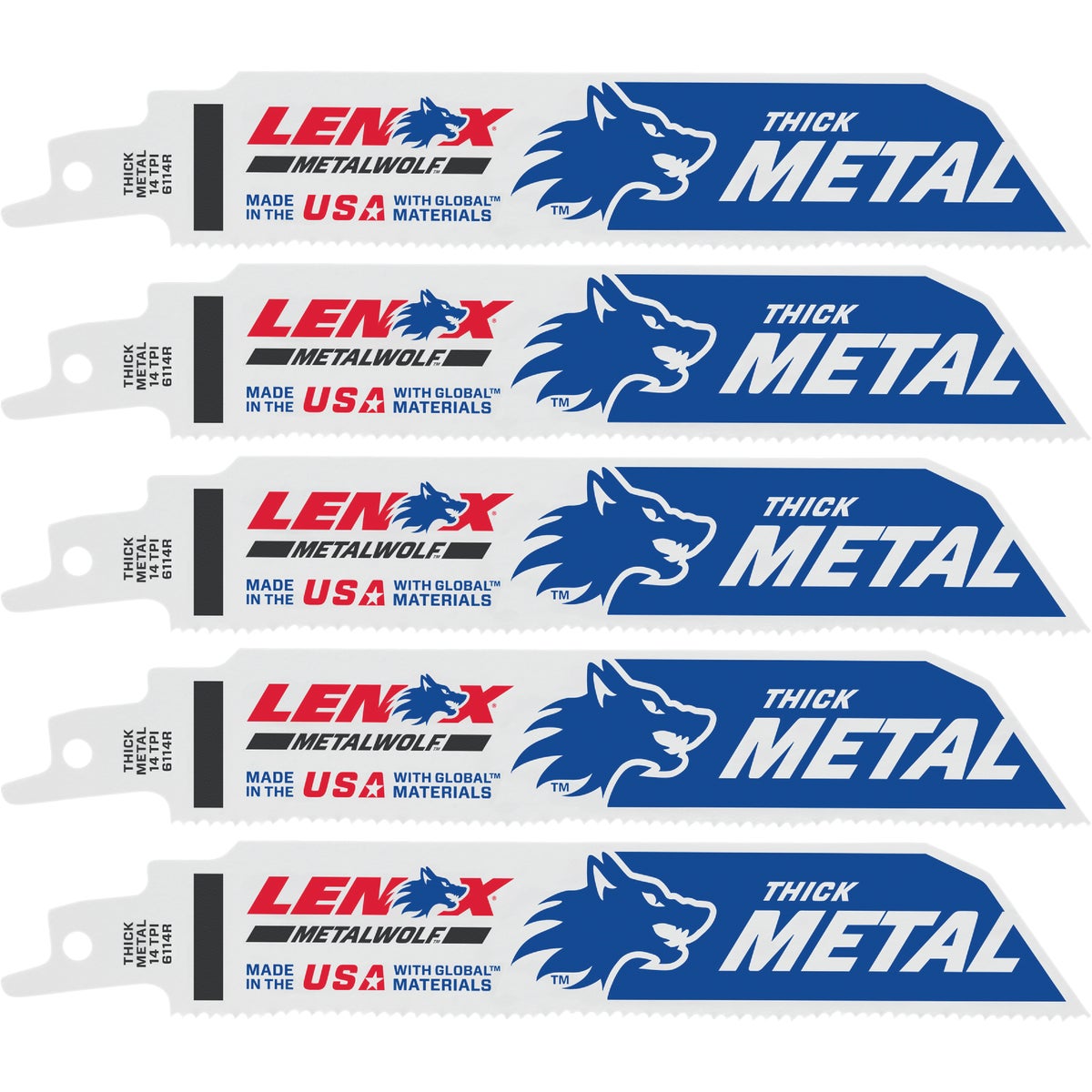 Lenox METALWOLF WAVE EDGE 6 In. 14 TPI Medium Metal Reciprocating Saw Blade (5-Pack) Image 1