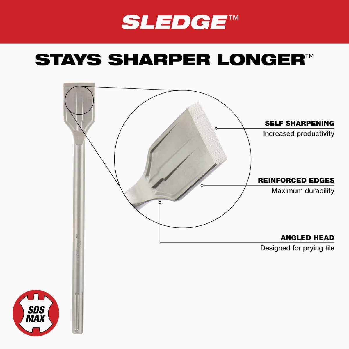 Milwaukee SLEDGE SDS-MAX 2 In. x 15 In. Tile Chisel Image 4