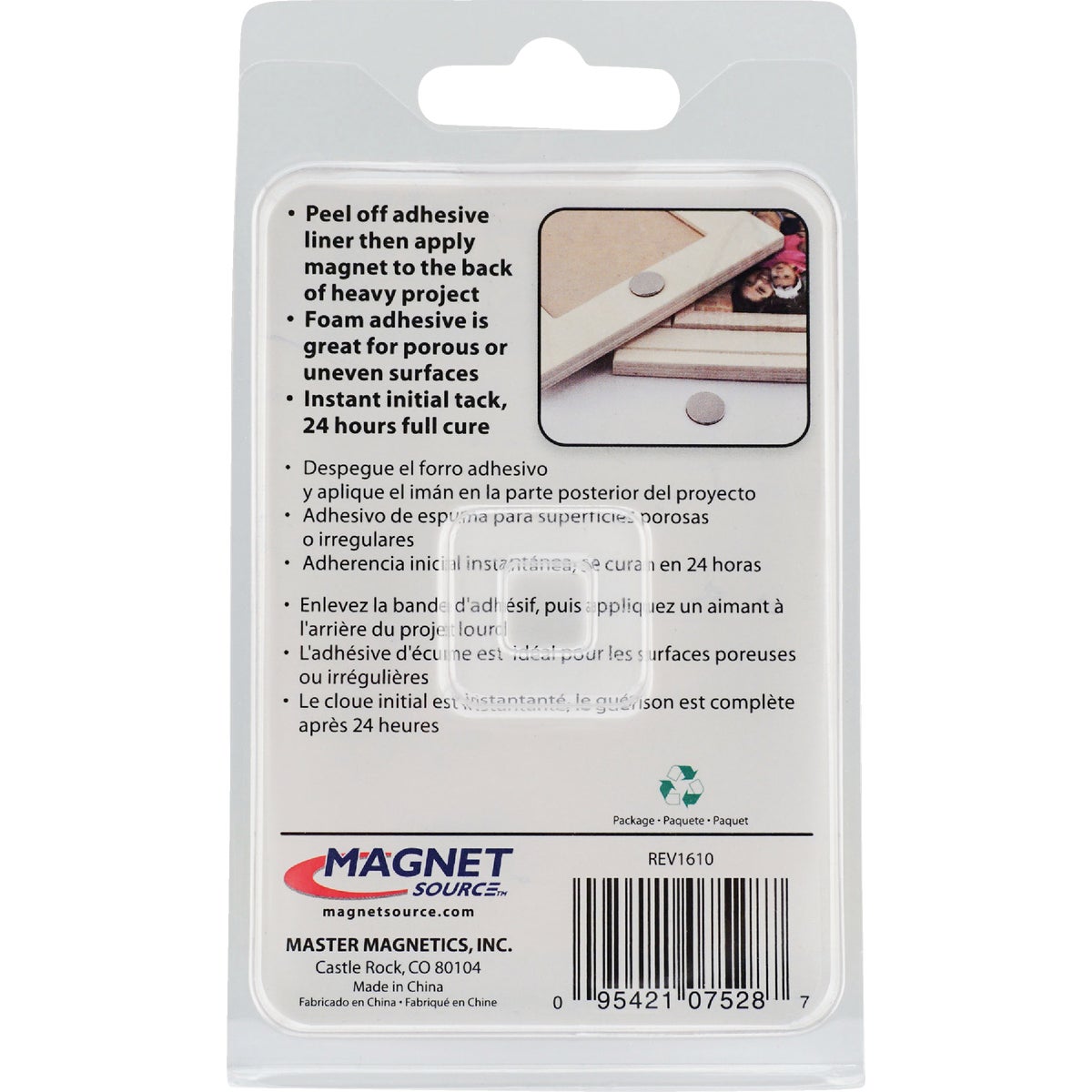 MagnetSource 3.91 Lb. Capacity Neodymium Disc Magnet with Adhesive (5-Pack) Image 7