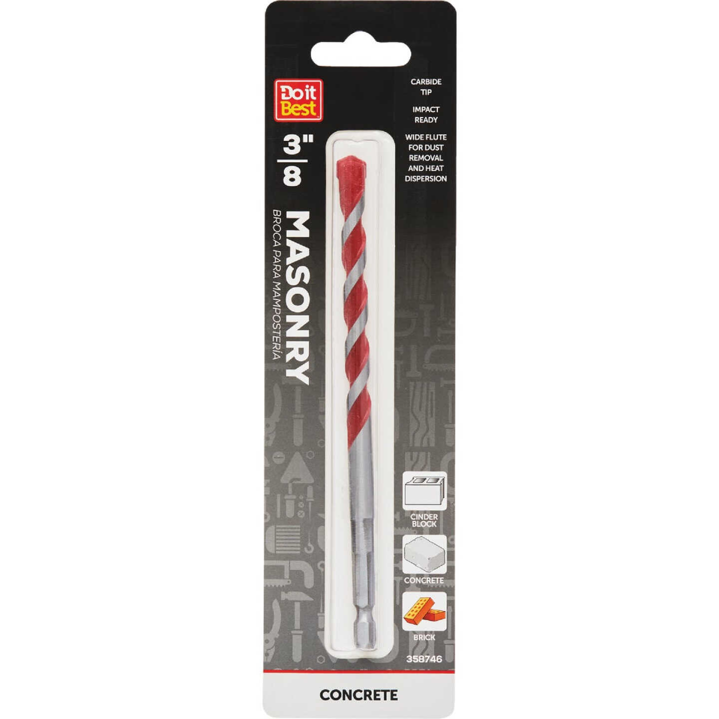 Do it Best 3/8 In. x 6 In. Impact Ready Carbide Masonry Drill Bit Image 1