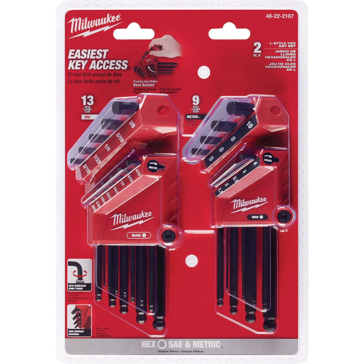 Milwaukee SAE/Metric Ball-End L-Style Hex Key Set (22-Piece) Image 6